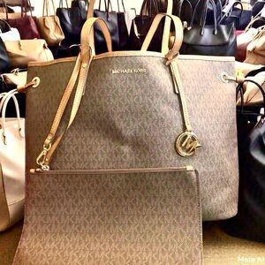Michael Kors Brown Signature Tote Bag and Pouch